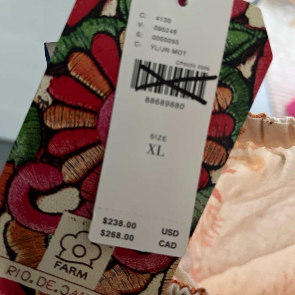Farm Rio Halter Cutout Dress Anthropologie Scarf Beach Starfish Peach XL NWT - Picture 8 of 8